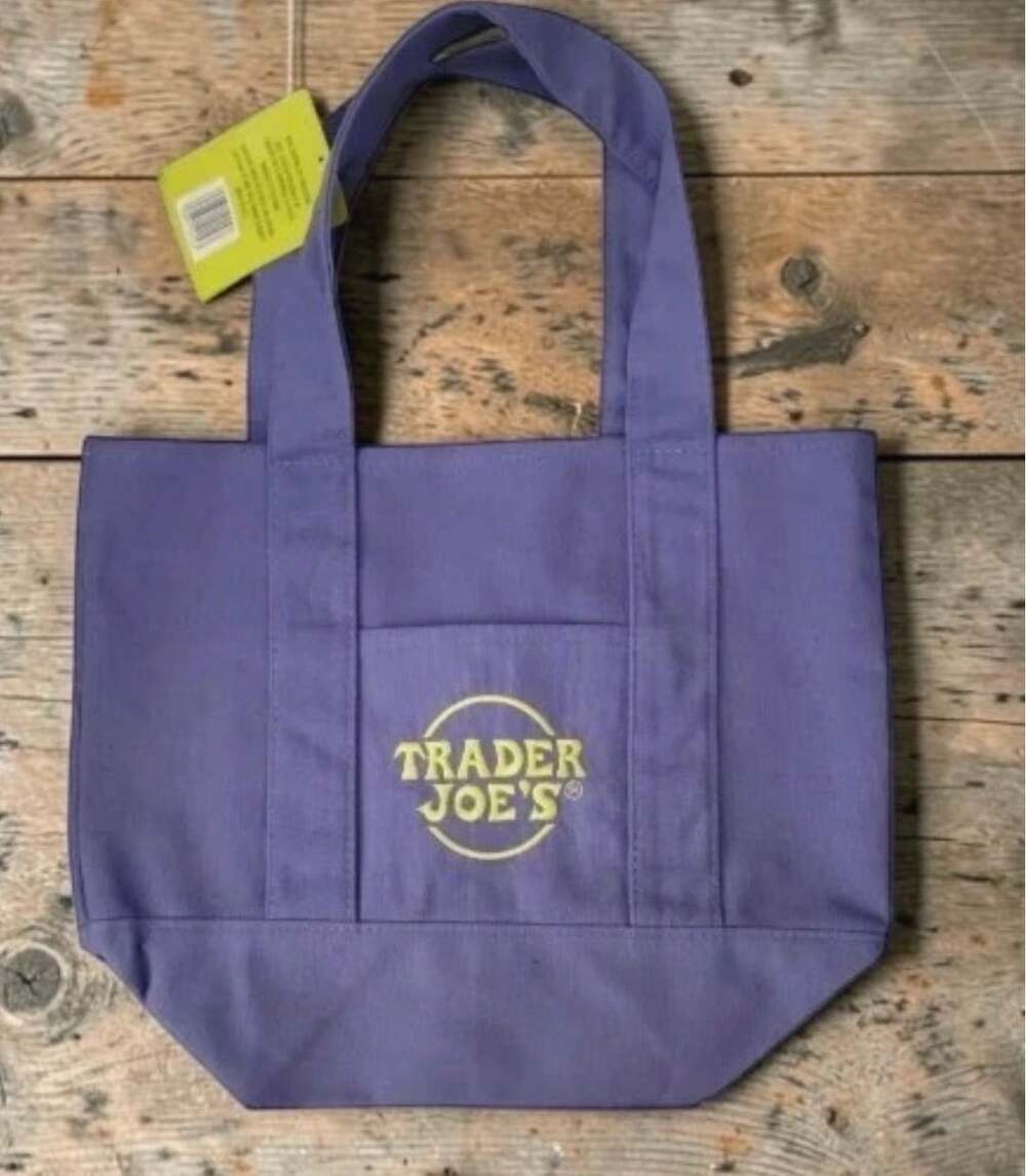 Trader Joe's Mini Canvas Tote Bag Purple Halloween Limited Edition